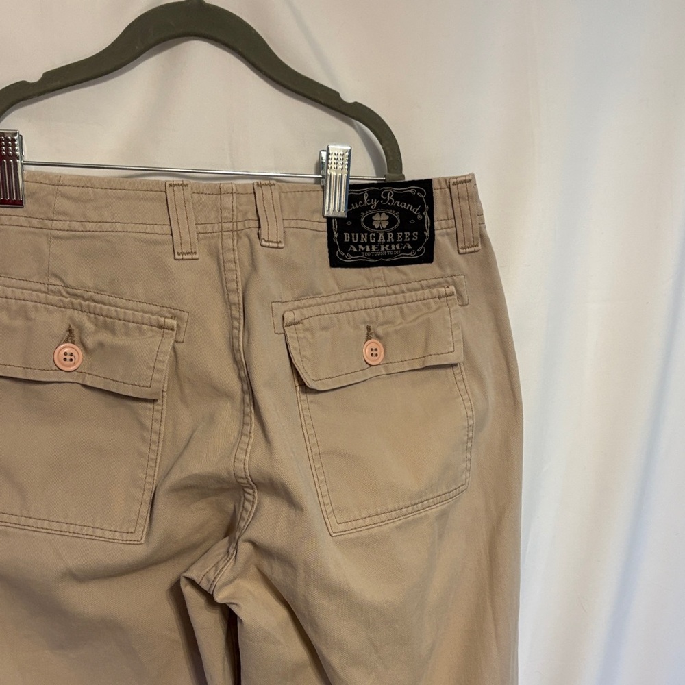 VTG y2k Lucky Brand Women’s Army Capri Dungarees Khaki Chinos.